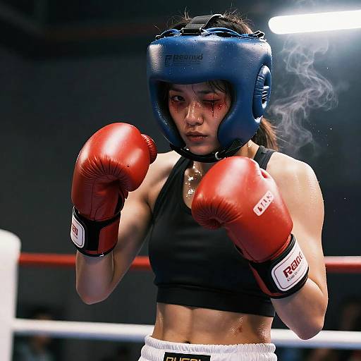 Boxer with Bruises in Ring