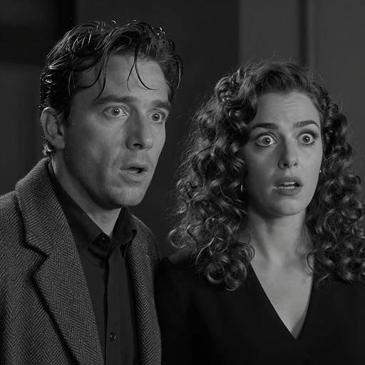 Surprised Couple in Black and White