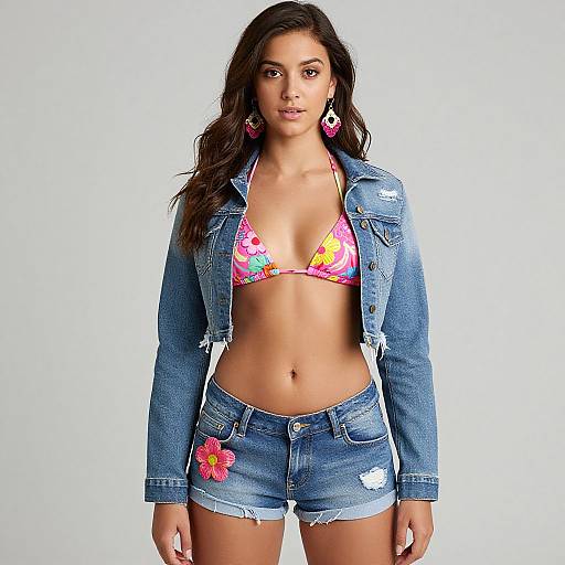 Stylish Woman in Denim Shorts