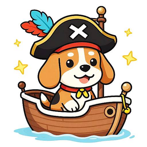 Playful Beagle Pirate Sailing Seas