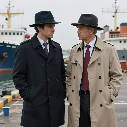Dramatic Dockside Encounter in Fedoras