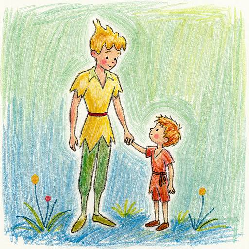 Peter Pan Inspired Mother Child Drawing