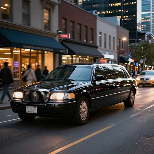 Sleek Black Limousine on Toronto Street