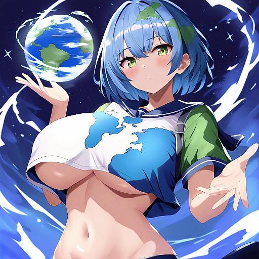 Illustration of Earth-chan, original in the style of Asanagi shion