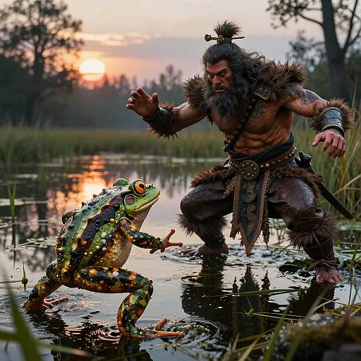 Epic Monsterfrog vs Mythical Warrior Battle