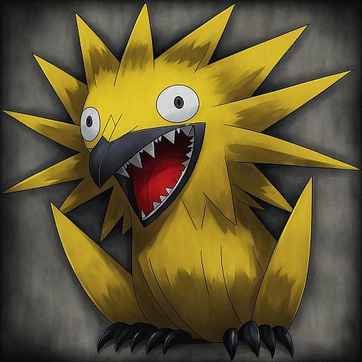 Illustration of Zapdos, pokemon in the style of Akai sashimi
