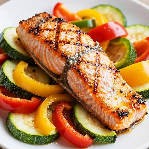 Juicy Grilled Salmon with Veggies