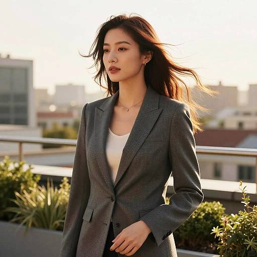 Windswept Hair Business Woman Portrait