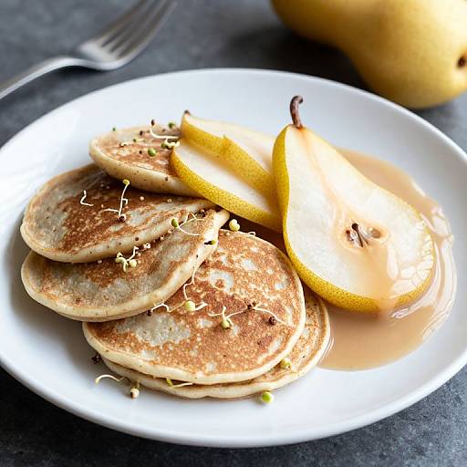 Sprouted Barley Pancakes with Chai Pears