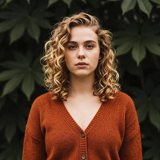 Moody Portrait of Curly Blonde Woman