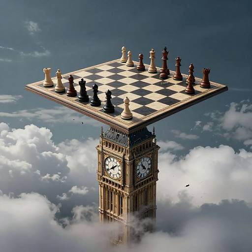 Colossal Chessboard on Fractured Clock Tower