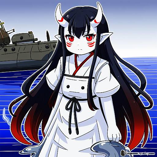 Illustration of Anchorage water oni, kantai collection in the style of Eromame