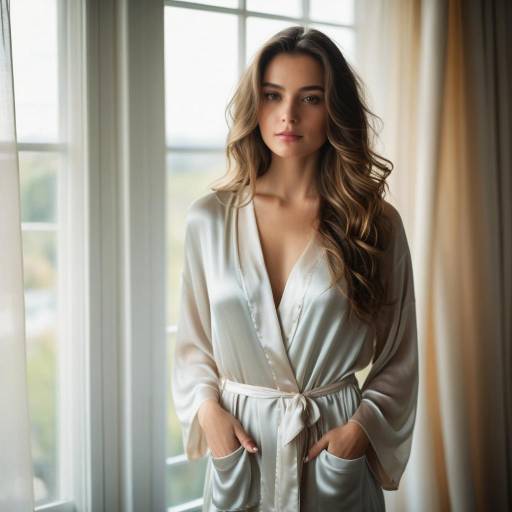 Woman in Silky Robe by Window