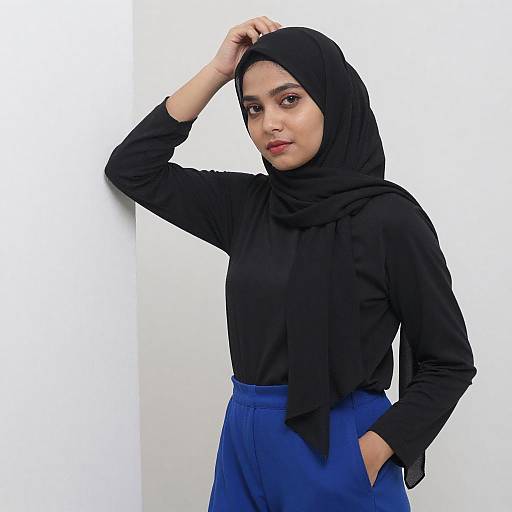 Portrait of Woman in Black Hijab