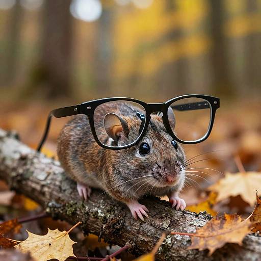 Realistic Mouse with Stylish Glasses