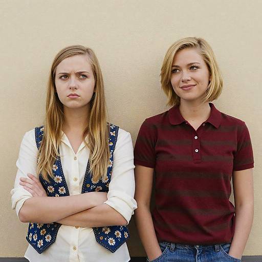 Young Women Posed Against a Wall