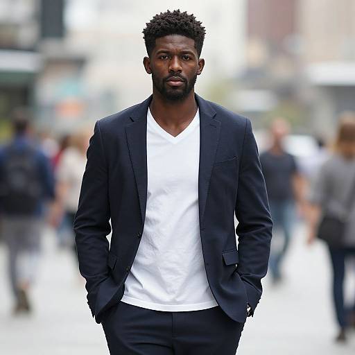 Confident Black Man Walking City Street