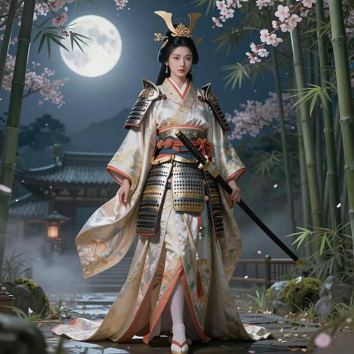 Celestial Samurai Empress in Bamboo Temple