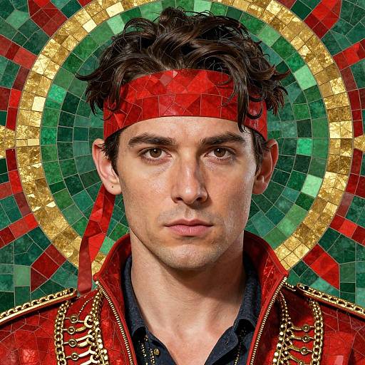 Geometric Mosaic Portrait with Halo