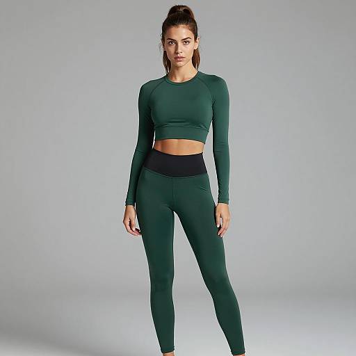 Woman in Green Matching Workout Outfit