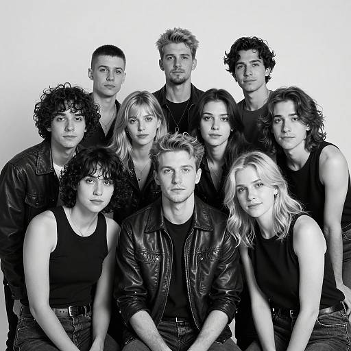 Black-and-White Group Portrait of Young Adults