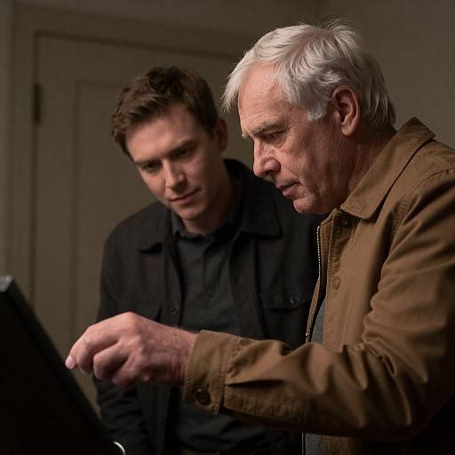 Two Men Inspecting Mysterious Object