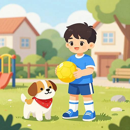 Boy and Dog in Playground Vector