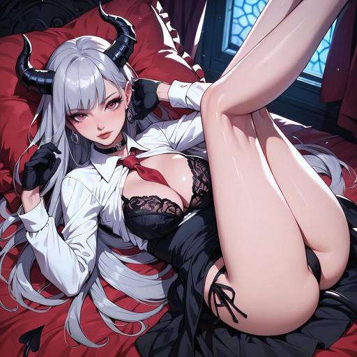 Seductive Demon Girl in Celestial Dreamscape