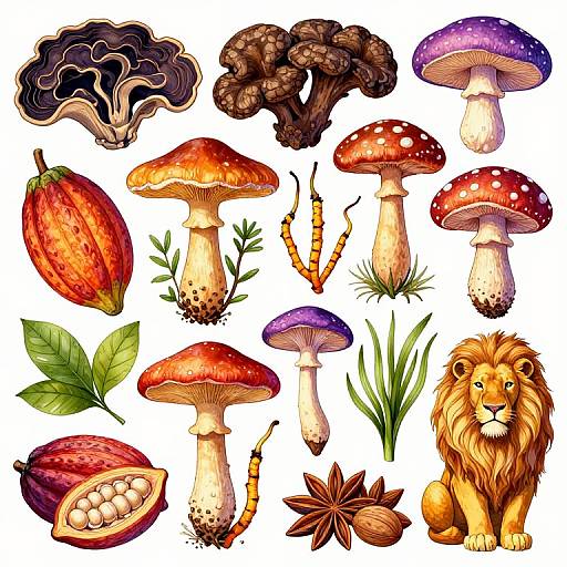Psychedelic Medicinal Mushroom Illustration