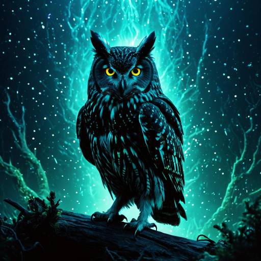 Ethereal Bioluminescent Owl Silhouette