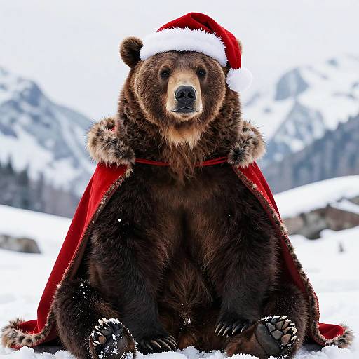 Kodiak Bear in Santa Hat