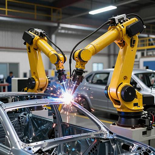Robotic Arms Welding Car Frames