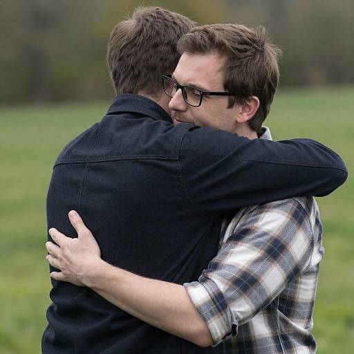 Warm Outdoor Hug Between Two Friends