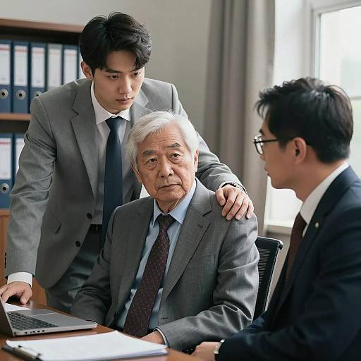 Three Men in a Serious Office Setting