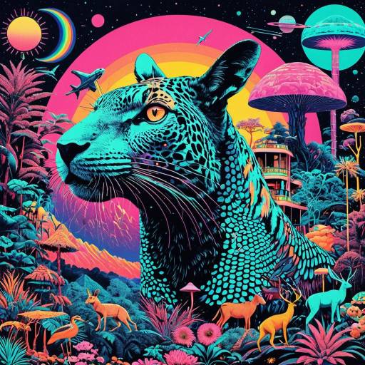 Psychedelic Retro Sci-Fi Jaguar Collage Psychedelic Retro Sci-Fi Jaguar Collage