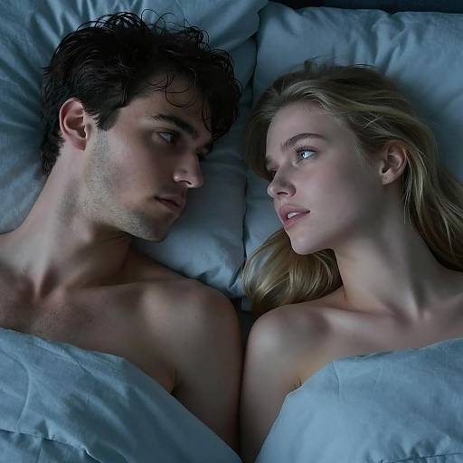 Intimate Moment in Soft Blue Lighting