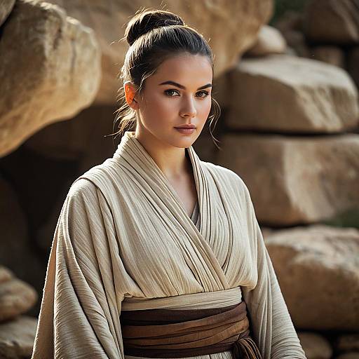 Young Woman in Jedi-Inspired Robe