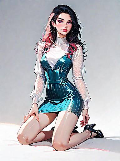 Realistic Woman in Off-White Dress