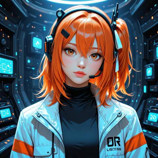Futuristic Android Girl in a Lab
