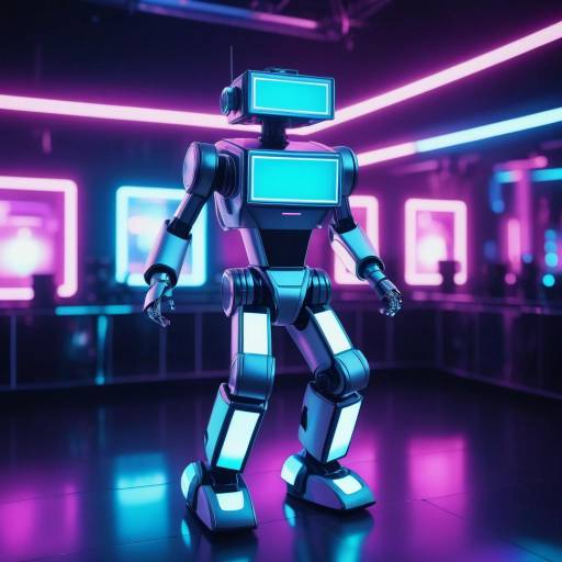 Futuristic Dancing Robot in Neon Nightclub