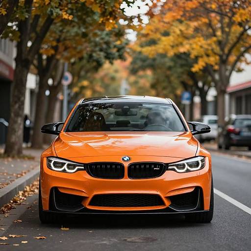 Vibrant Orange BMW M3 in Autumn