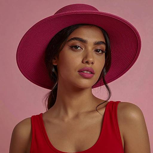 Chic Young Woman in Magenta Sunhat