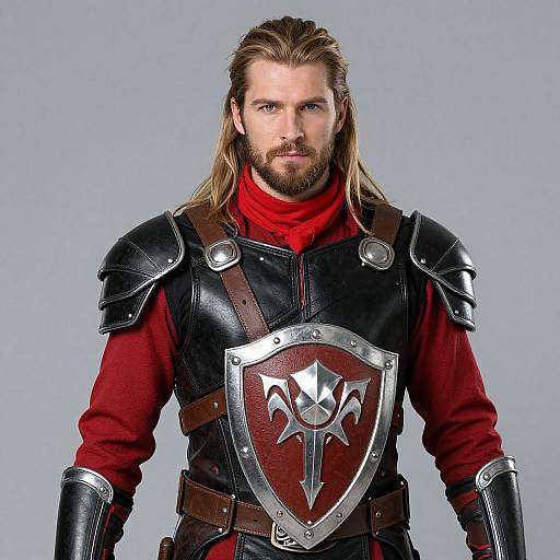 Blonde Warrior in Red Armor