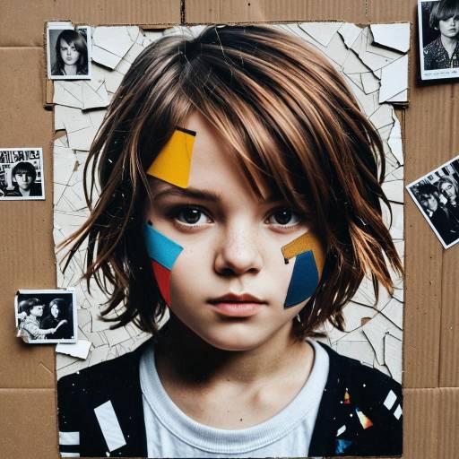 Child Portrait Collage with Colorful Patches