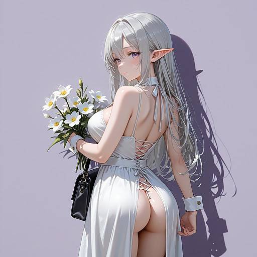 Elegant Elf in White Dress