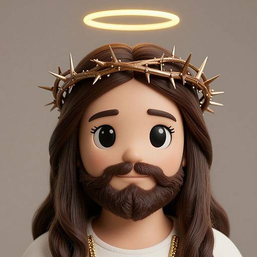 Kawaii Jesus Christ with Crown of Thorns and Halo