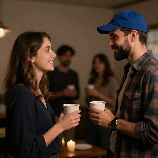 Candlelit Moment: Smiles and Cups