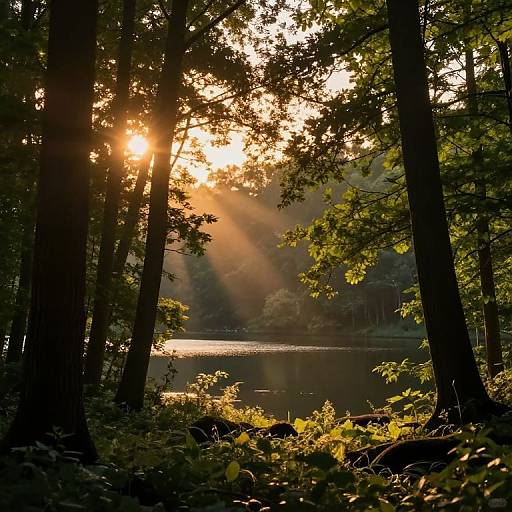 Serene Forest Sunset Landscape