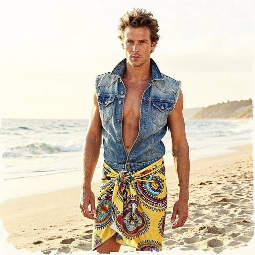 Denim Sarong Beach Portrait