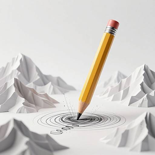 Surreal Sentient Pencil in 3D Landscape